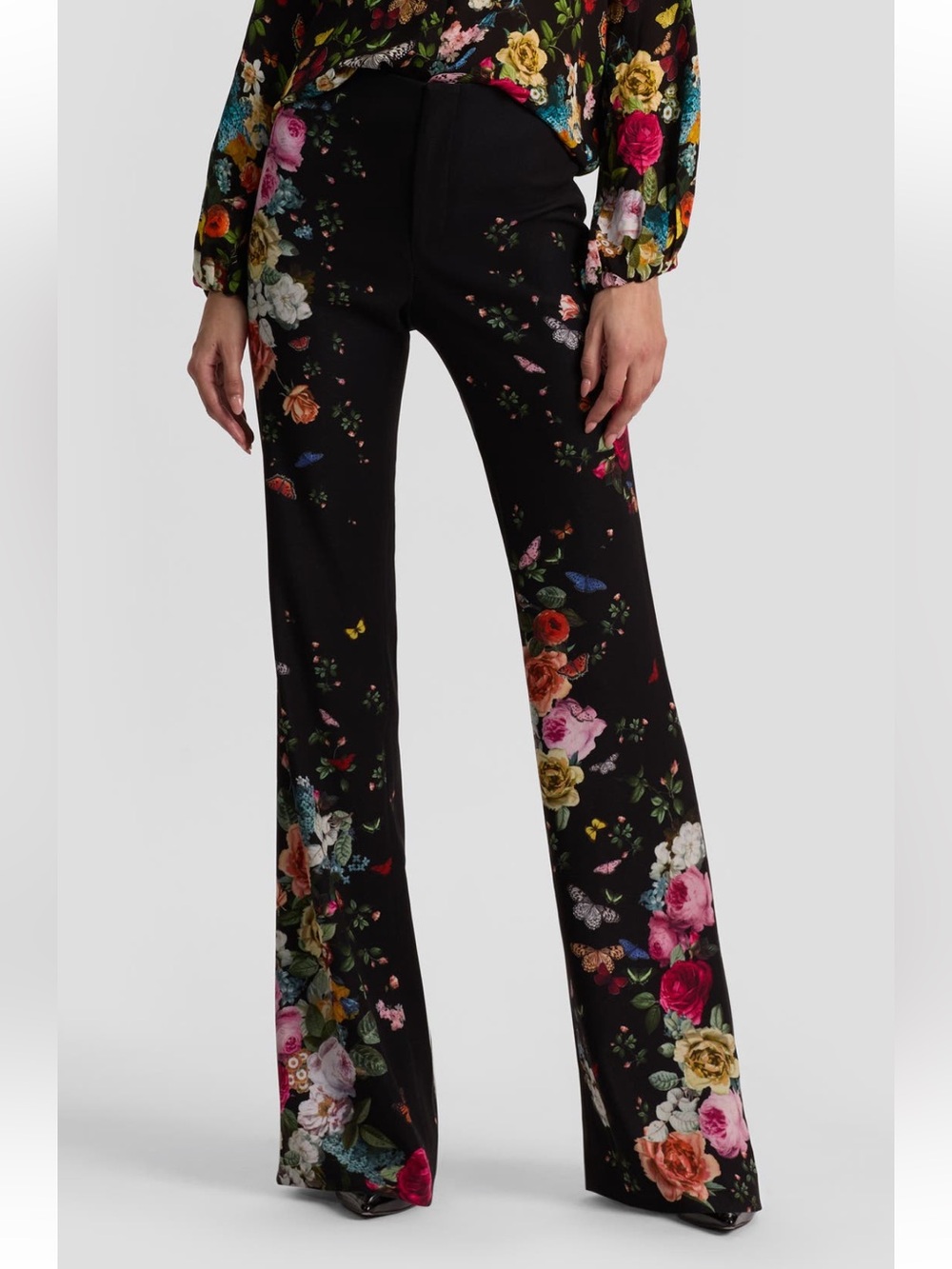 Alice+Olivia Teeny Floral Fit & Flare Bootcut Pants NWT